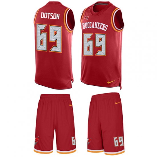 Men's Nike Tampa Bay Buccaneers #69 Demar Dotson Limited Red Tank Top Suit NFL Jersey - Ujersey