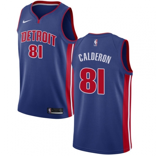 Men's Nike Detroit Pistons #81 Jose Calderon Swingman Royal Blue NBA Jersey - Icon Edition - Ujersey