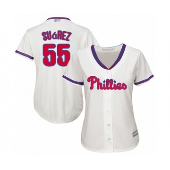 Women's Philadelphia Phillies #55 Ranger Suarez Authentic Cream Alternate Cool Base Baseball Player Jersey - Ujersey
