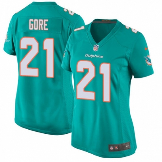 Women's Nike Miami Dolphins #21 Frank Gore Game Aqua Green Team Color NFL Jersey - Ujersey