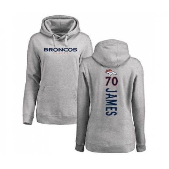 Football Women's Denver Broncos #70 Ja'Wuan James Ash Backer Pullover Hoodie - Ujersey NHL