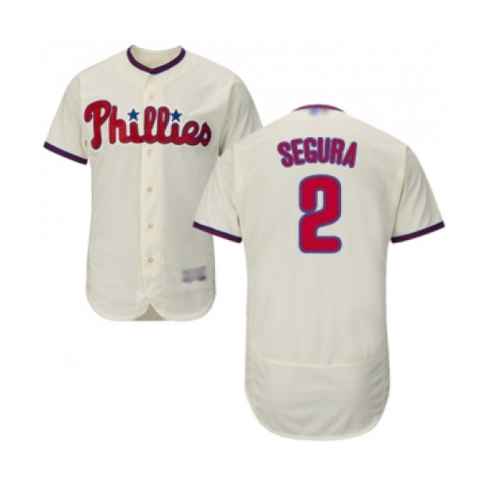 Men's Philadelphia Phillies #2 Jean Segura Cream Alternate Flex Base Authentic Collection Baseball Jersey - Ujersey