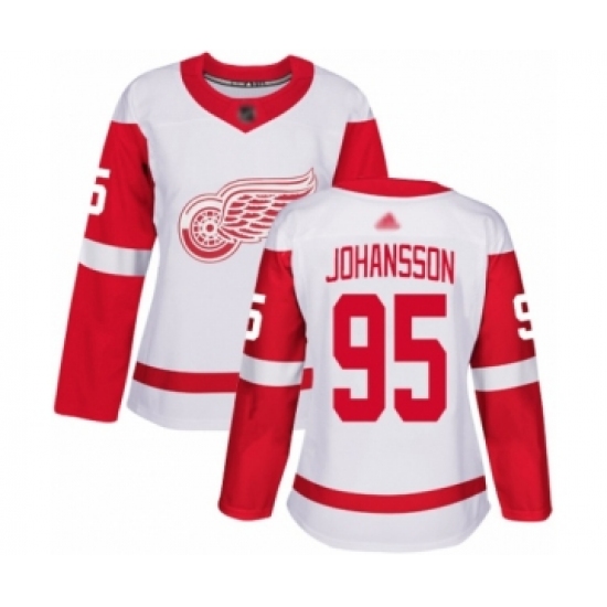 Women's Detroit Red Wings #95 Albert Johansson Authentic White Away Hockey Jersey