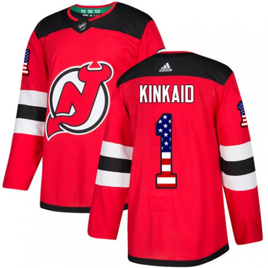 Men's Adidas New Jersey Devils #1 Keith Kinkaid Authentic Red USA Flag Fashion NHL Jersey - Ujersey
