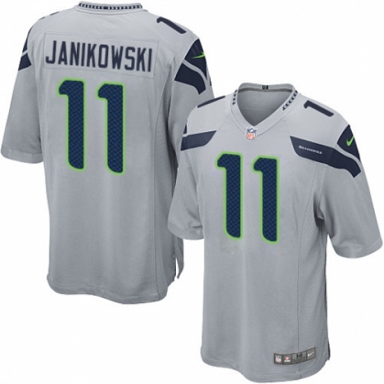 Men's Nike Seattle Seahawks #11 Sebastian Janikowski Game Grey Alternate NFL Jersey - Ujersey