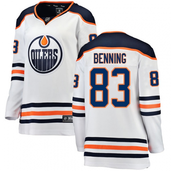 Women's Edmonton Oilers #83 Matt Benning Authentic White Away Fanatics Branded Breakaway NHL Jersey - Ujersey