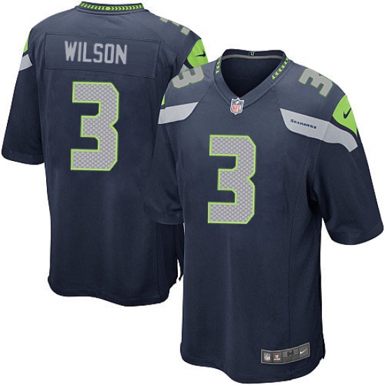Men's Nike Seattle Seahawks #3 Russell Wilson Game Steel Blue Team Color NFL Jersey - Ujersey