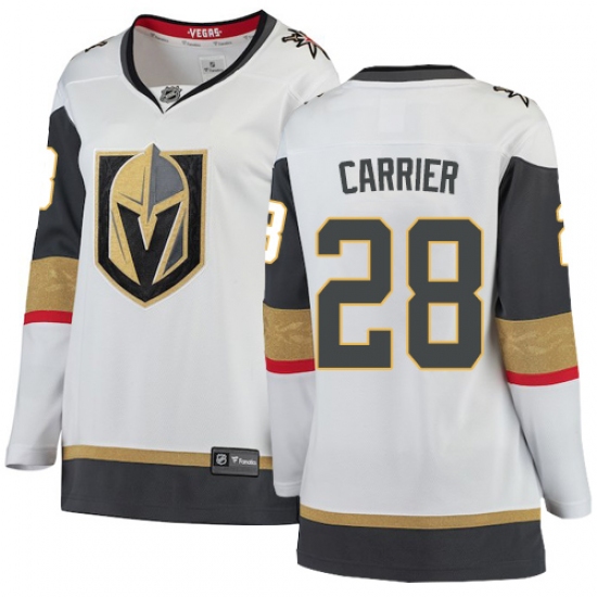 Women's Vegas Golden Knights #28 William Carrier Authentic White Away Fanatics Branded Breakaway NHL Jersey