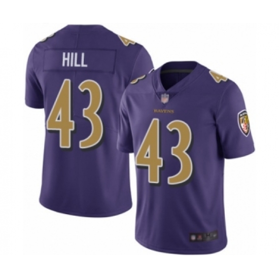 Youth Baltimore Ravens #43 Justice Hill Limited Purple Rush Vapor Untouchable Football Jersey - Ujersey