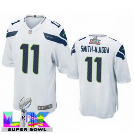 Men's Seattle Seahawks #11 Jaxon Smith-Njigba White 2025 2026 Super Bowl LX F U S E Stitched Jersey - Ujersey