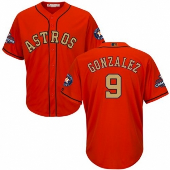 Youth Majestic Houston Astros #9 Marwin Gonzalez Authentic Orange Alternate 2018 Gold Program Cool Base MLB Jersey - Ujersey