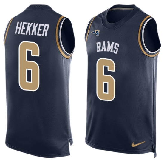 Men's Nike Los Angeles Rams #6 Johnny Hekker Limited Navy Blue Player Name & Number Tank Top NFL Jersey - Ujersey