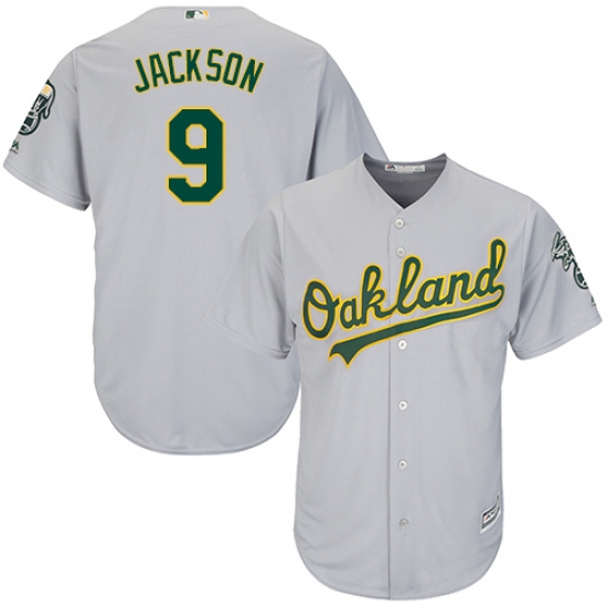 Men's Majestic Oakland Athletics #9 Reggie Jackson Replica Grey Road Cool Base MLB Jersey - Ujersey