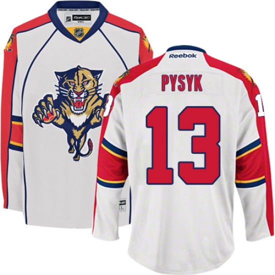 Women's Reebok Florida Panthers #13 Mark Pysyk Authentic White Away NHL Jersey - Ujersey