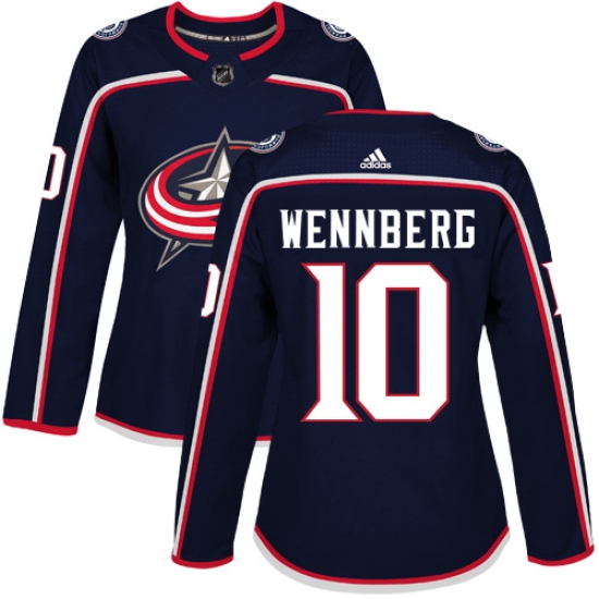 Women's Adidas Columbus Blue Jackets #10 Alexander Wennberg Authentic Navy Blue Home NHL Jersey - Ujersey