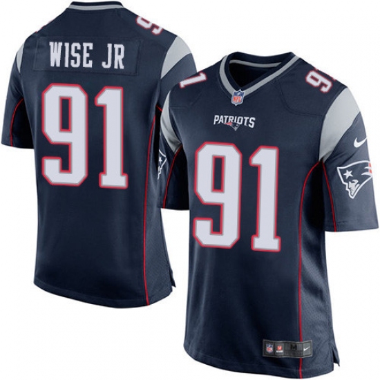 Men's Nike New England Patriots #91 Deatrich Wise Jr Game Navy Blue Team Color NFL Jersey - Ujersey