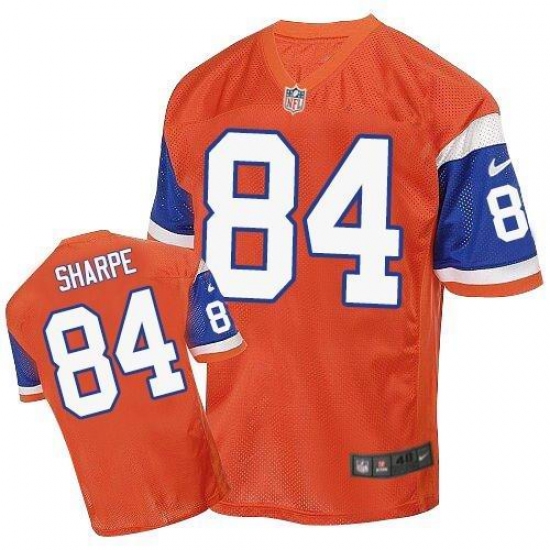 Men's Nike Denver Broncos #84 Shannon Sharpe Elite Orange Throwback NFL Jersey - Ujersey