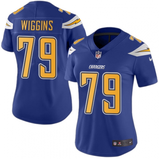 Women's Nike Los Angeles Chargers #79 Kenny Wiggins Limited Electric Blue Rush Vapor Untouchable NFL Jersey - Ujersey