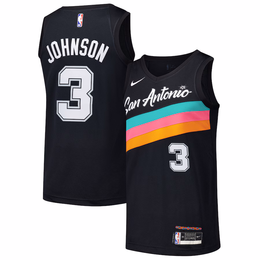 Men's San Antonio Spurs Keldon Johnson Nike Black Swingman Player Jersey - City Edition - Ujersey NHL