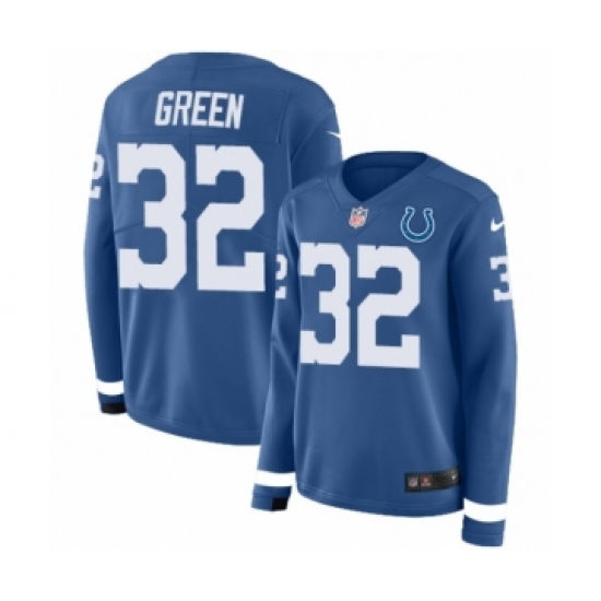 Women's Nike Indianapolis Colts #32 T.J. Green Limited Blue Therma Long Sleeve NFL Jersey - Ujersey