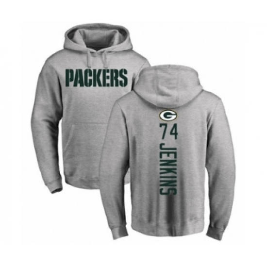 Football Green Bay Packers #74 Elgton Jenkins Ash Backer Hoodie - Ujersey
