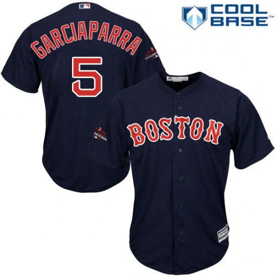 Youth Majestic Boston Red Sox #5 Nomar Garciaparra Authentic Navy Blue Alternate Road Cool Base 2018 World Series Champions MLB Jersey - Ujersey