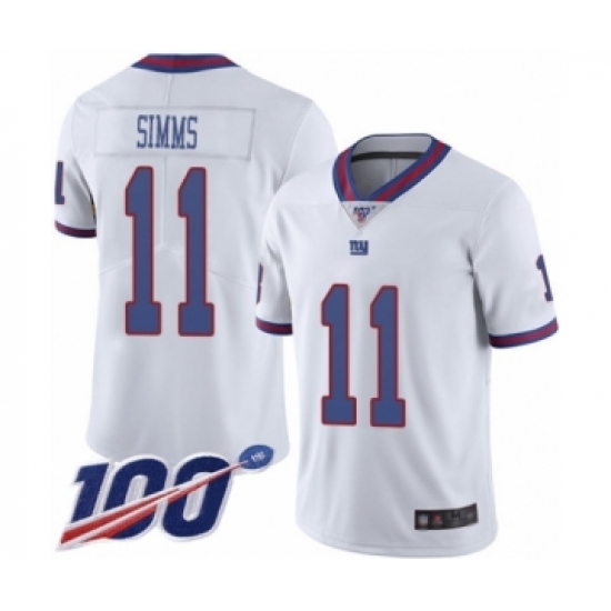 Men's New York Giants #11 Phil Simms Limited White Rush Vapor Untouchable 100th Season Football Jersey - Ujersey