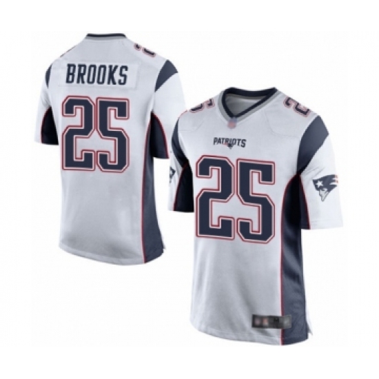 Men's New England Patriots #25 Terrence Brooks Game White Football Jersey - Ujersey