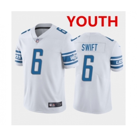 Youth Detroit Lions #6 D'Andre Swift White Vapor Untouchable Limited Stitched Jersey - Ujersey