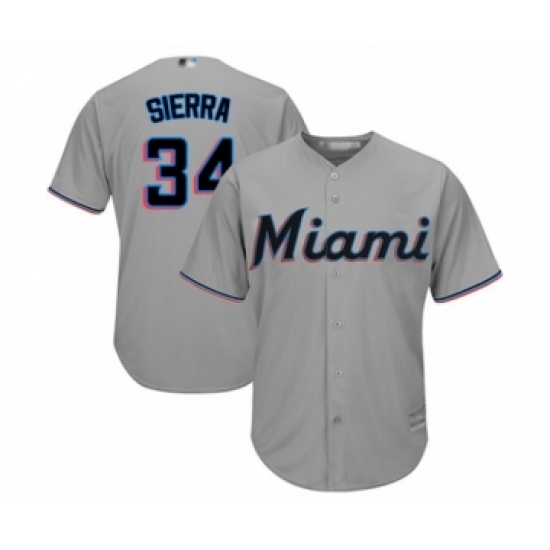 Youth Miami Marlins #34 Magneuris Sierra Authentic Grey Road Cool Base Baseball Player Jersey