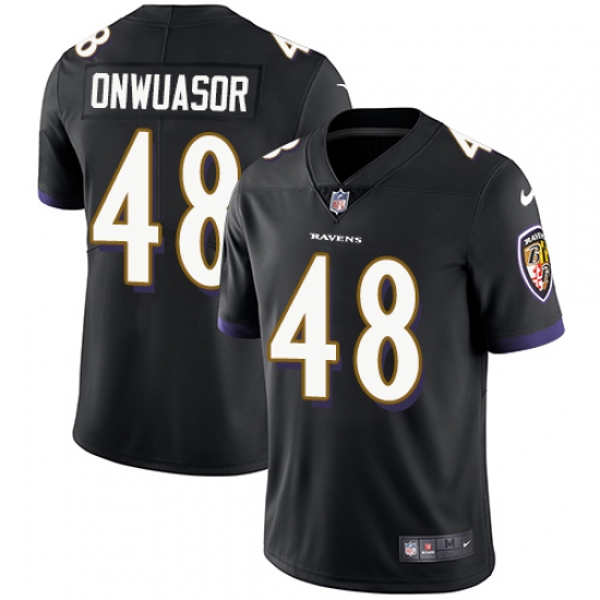 Youth Nike Baltimore Ravens #48 Patrick Onwuasor Black Alternate Vapor Untouchable Limited Player NFL Jersey - Ujersey
