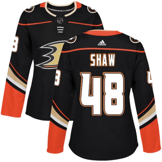 Women's Adidas Anaheim Ducks #48 Logan Shaw Premier Black Home NHL Jersey - Ujersey