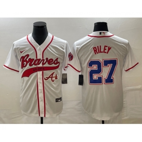 Men's Atlanta Braves #27 Austin Riley White Cool Base Stitched Baseball Jersey1 - Ujersey