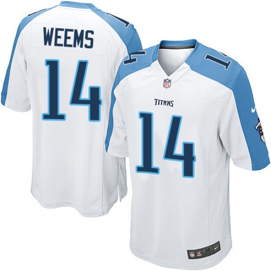 Men's Nike Tennessee Titans #14 Eric Weems Game White NFL Jersey - Ujersey