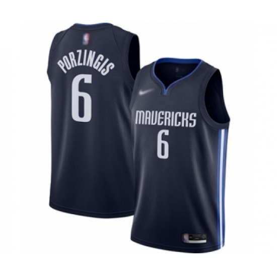Women's Dallas Mavericks #6 Kristaps Porzingis Swingman Navy Finished Basketball Jersey - Statement Edition - Ujersey