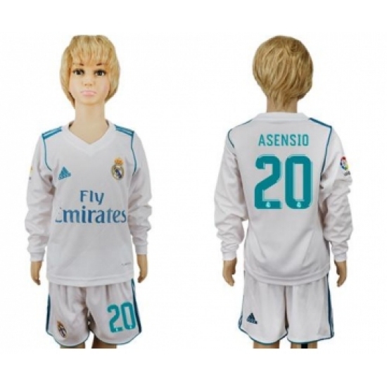 Real Madrid #20 Asensio Home Long Sleeves Kid Soccer Club Jersey