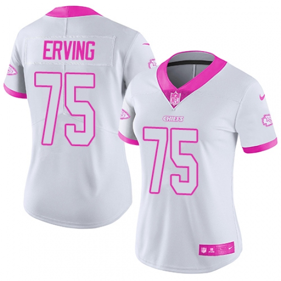Women's Nike Kansas City Chiefs #75 Cameron Erving Limited White/Pink Rush Fashion NFL Jersey - Ujersey