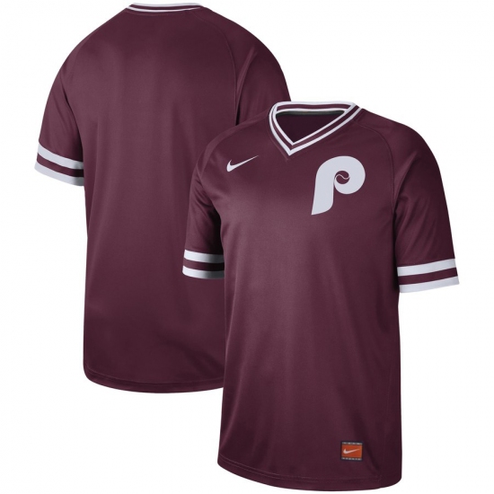 Men's Nike Philadelphia Phillies Blank Cooperstown Collection Legend V-Neck Jersey Maroon - Ujersey