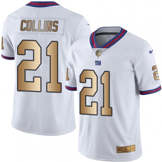 Men's Nike New York Giants #21 Landon Collins Limited White/Gold Rush NFL Jersey - Ujersey