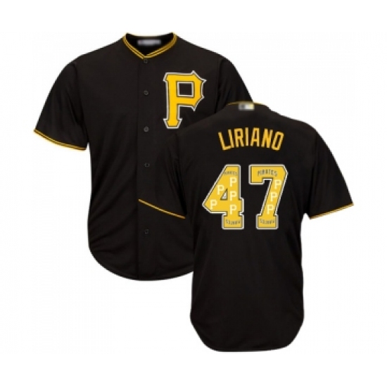 Men's Pittsburgh Pirates #47 Francisco Liriano Authentic Black Team Logo Fashion Cool Base Baseball Jersey - Ujersey