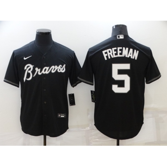 Men's Atlanta Braves #5 Freddie Freeman Nike Black Replica Alternate Jersey - Ujersey