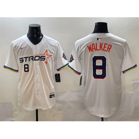 Men's Houston Astros #8 Christian Walker White 2025 City Connect Limited Stitched Baseball Jersey