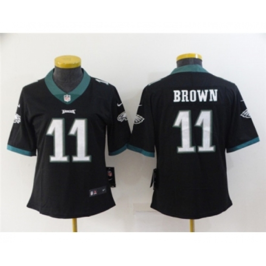 Women's Philadelphia Eagles #11 A. J. Brown Black Vapor Stitched Football Jersey(Run Small) - Ujersey