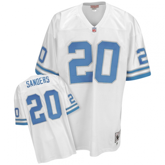 Mitchell And Ness Detroit Lions #20 Barry Sanders White Authentic Throwback NFL Jersey