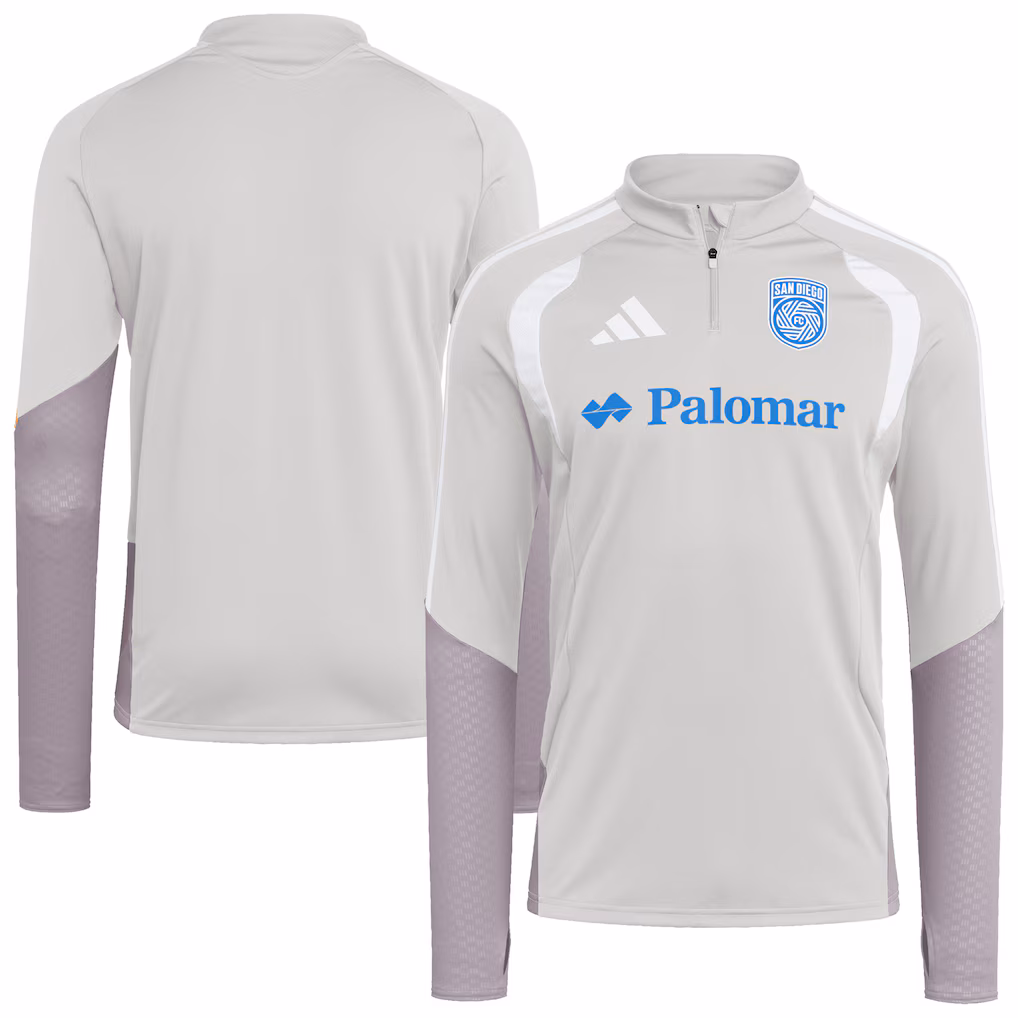 Men's San Diego FC adidas Silver 2026 Tiro Competition Quarter-Zip Training Top - Ujersey NHL