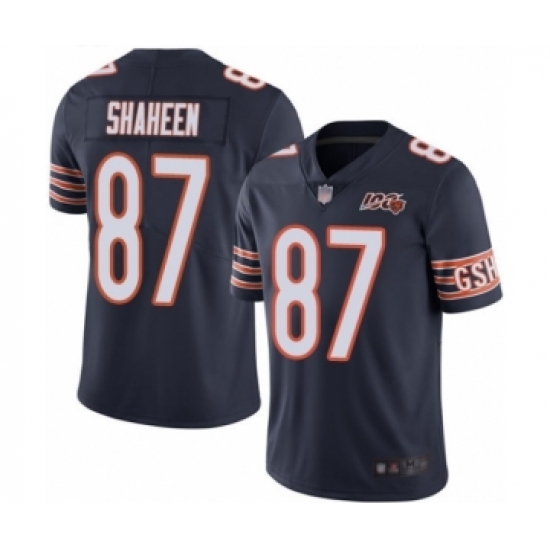 Men's Chicago Bears #87 Adam Shaheen Navy Blue Team Color 100th Season Limited Football Jersey - Ujersey