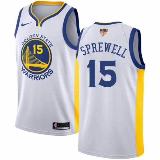 Women's Nike Golden State Warriors #15 Latrell Sprewell Authentic White Home 2018 NBA Finals Bound NBA Jersey - Association Edition - Ujersey