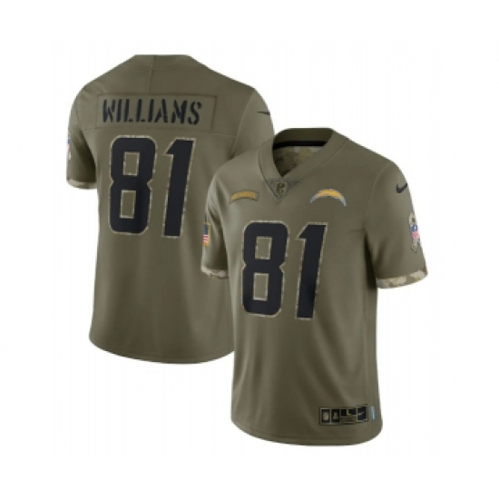 Men's Los Angeles Chargers #81 Mike Williams 2022 Olive Salute To Service Limited Stitched Jersey - Ujersey