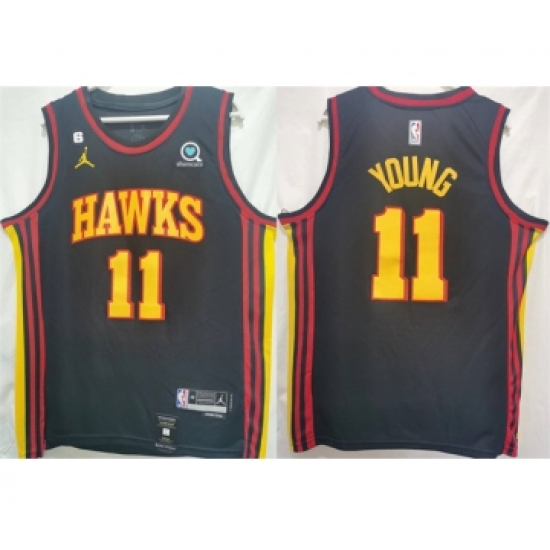 Men's Atlanta Hawks #11 Trae Young Black Stitched Jersey - Ujersey