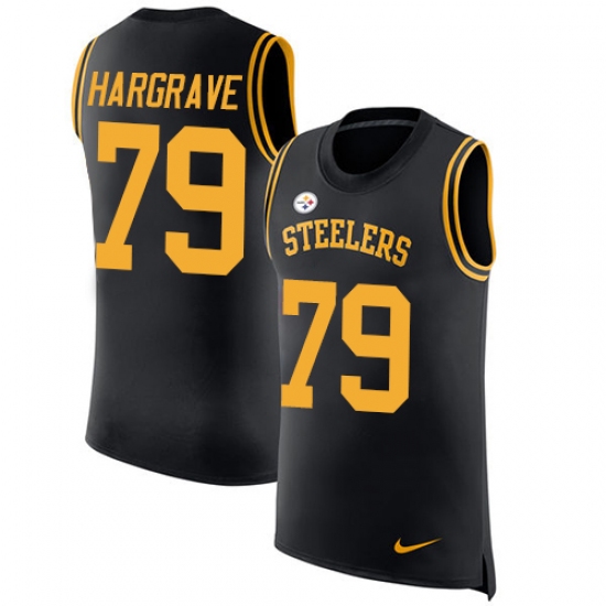 Men's Nike Pittsburgh Steelers #79 Javon Hargrave Limited Black Rush Player Name & Number Tank Top NFL Jersey - Ujersey